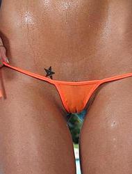 Laura Lee skimpy orange bikini