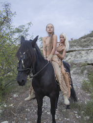 Hot Hungarian Veronika A And Her Super Blonde, Ukrainian Saddle Sister Nika N